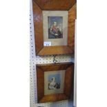 Two Baxter Prints of Napoleon and Eugenie in birds eye maple frames