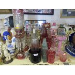 A Selection of Cranberry and other Glass, A/F