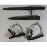 A Pair of Spurs and bayonet with scabbard