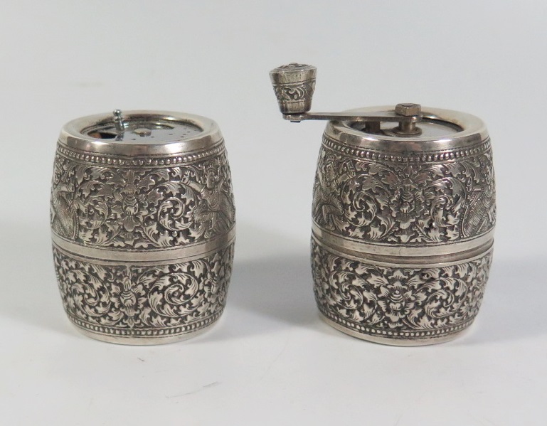 A Cambodian Silver Pepper and Salt