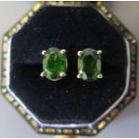 A Pair of 9ct Chrome Diopside Earrings, boxed and with certificate
