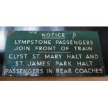 A Pre 1948 Railway Enamel Sign which would have been displayed at Exeter Central Station 'NOTICE