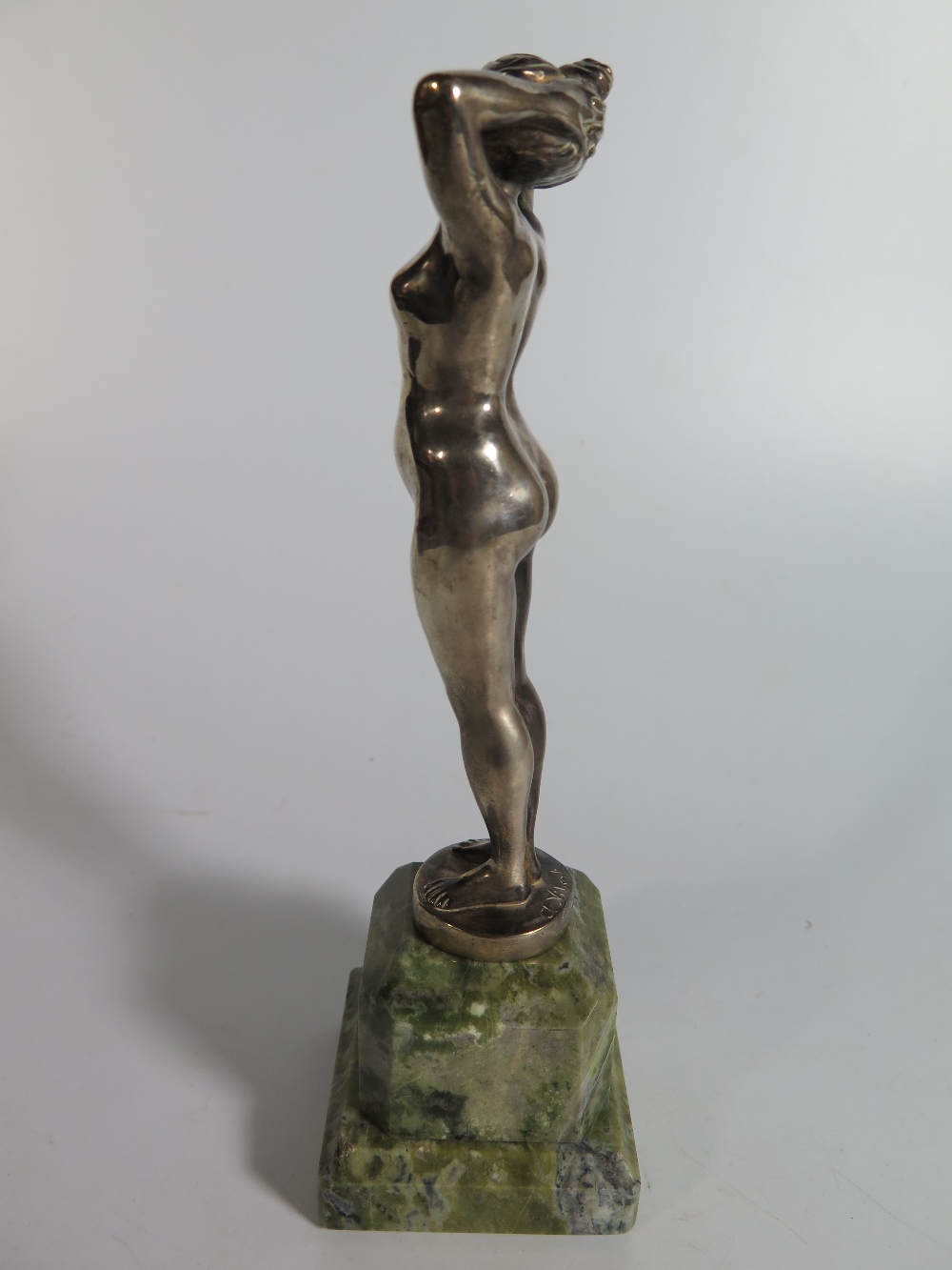Alexandre Vibert _ A Silvered Bronze Nude on a marble base, signed and with Jollet & Cie Paris - Image 2 of 4