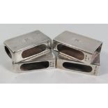 A George VI Set of Four Silver Match Box Holders with engine turned decoration and initial K, London