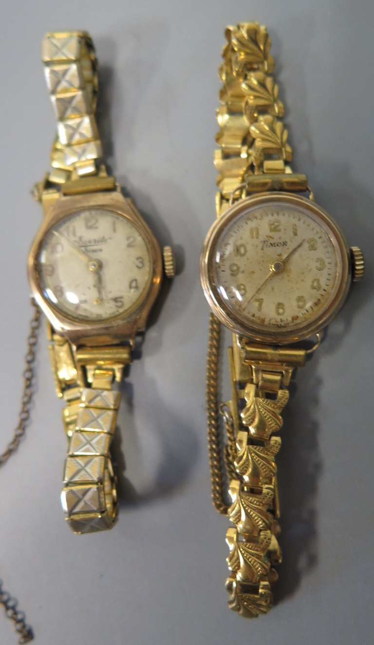 Two 9ct Gold Ladies Wristwatches, A/F