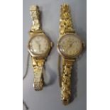 Two 9ct Gold Ladies Wristwatches, A/F