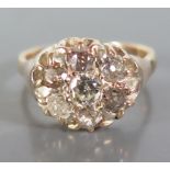 A Gent's Diamond Cluster Ring, size R.5, 5.9 g