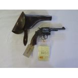 A Smith & Wesson .38 Revolver, serial no. 917660 with leather holster and new cert.