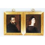 A Pair of Fine Continental Miniature Portraits on Ivory in gilt frames, nineteenth century, 8.5 x