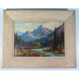 E. R. Lamm, Vermillion River, oil on board, 34 x 24 cm, label verso, framed