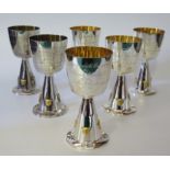 An Elizabeth II Silver and Gilt Set of Six Wine Cups engraved in commemoration of the Queen