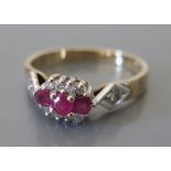 A 9ct Gold, Ruby and Diamond Ring, size K, 2g