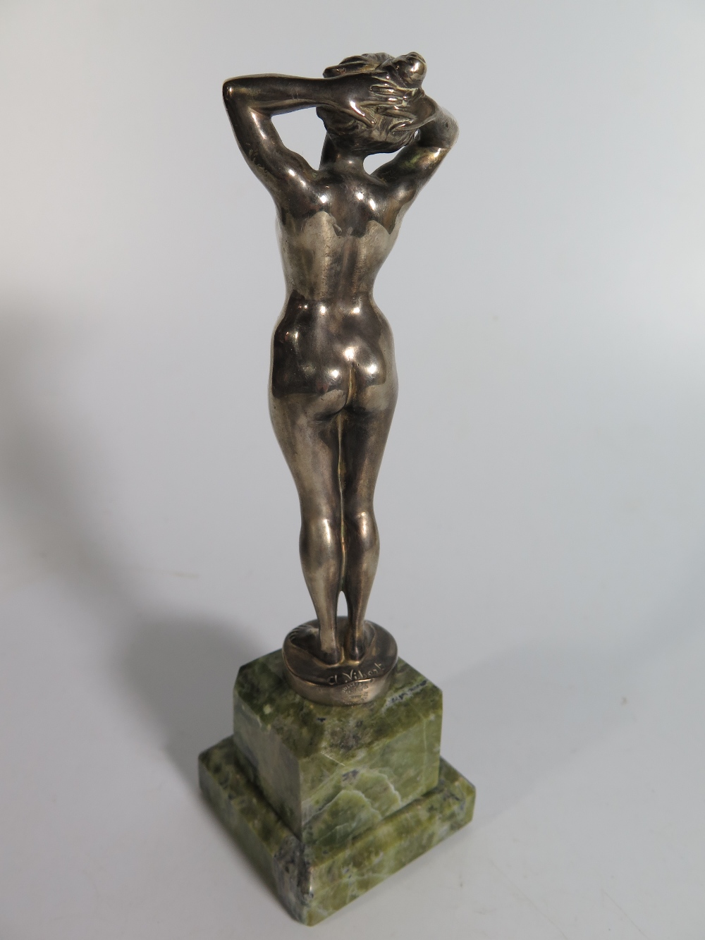 Alexandre Vibert _ A Silvered Bronze Nude on a marble base, signed and with Jollet & Cie Paris - Image 3 of 4