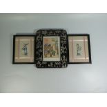 A Pair of Chinese Paintings on pith 9.5 x 6cm, and frame with modern print