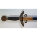 A WWII Nazi German Luftwaffe Sword with blue leather scabbard, blade marked David Malsch 72 / 90 cm