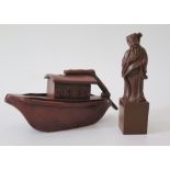 A Yixing Teapot in the form of a boat AND seal