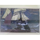 Masted Boats and Royal Navy Ship, unsigned watercolour, 47 x 29 cm AND Naval, Shipping & Fisheries