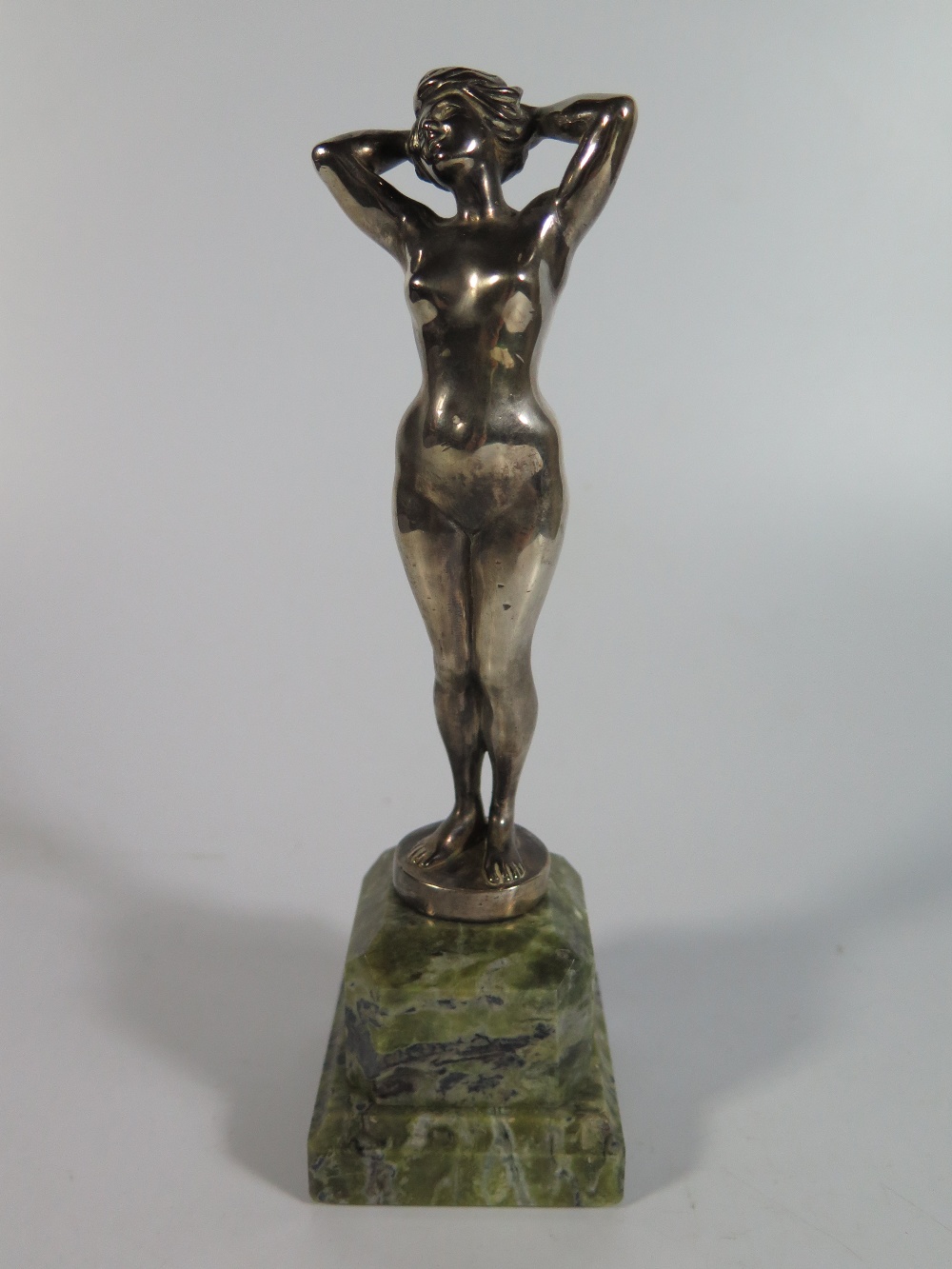 Alexandre Vibert _ A Silvered Bronze Nude on a marble base, signed and with Jollet & Cie Paris