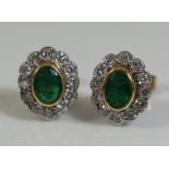 A Pair of Emerald and Diamond Earrings, 3.2 g