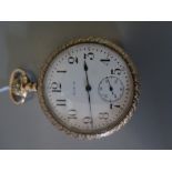 An Elgin Keyless Pocket Watch in gold plated case, A/F