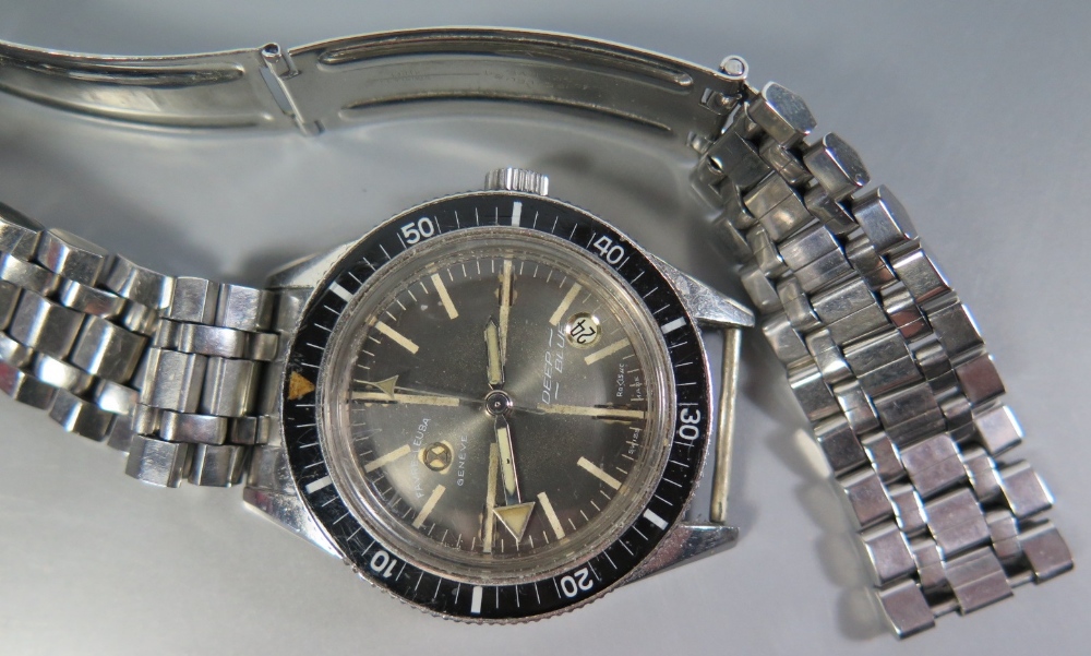 A Favre Leuba Deep Blue First Generation Gents Divers Watch with RARE original strap (part - Image 2 of 2