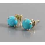 A Pair of 9ct Gold and Turquoise Earrings