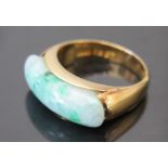 A 22ct Gold and Jadeite Ring, size M, 7.2g