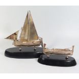 Two Maltese .917 Silver Model Boats, largest c. 17 cm long