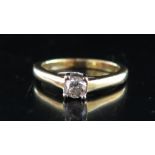 An 18ct Gold Solitaire Diamond Ring, size J, 3.6g