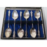 A Cased Set of George VI Silver Apostle Coffee Spoons, Birmingham 1939, Mappin & Webb