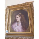 A Victorian Portrait of a Young Girl, initialed ET 74, oil on canvas, 34 x 27 cm, in gilt gesso