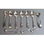 Georgian and later Silver Flatware including salt spoon, 94g