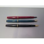 Two Parker Victory Fountain Pens and Parker Junior Duofold