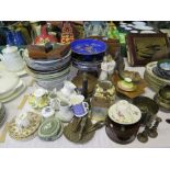 Stationary Rack, Royal Doulton Plates, reproduction ironstone dish, model duck, tobacco jar etc