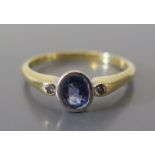 An 18ct Gold, Diamond and Sapphire Ring, size O, 2.8g