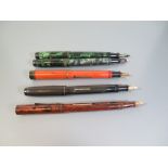 A Collection of Fountain Pens including Stephens' 106, 2 x Kingswood, Regal, Cameron No. 74 and