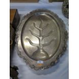 A Large Silver on Copper Meat Tray, 58cm long