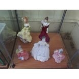 Royal Doulton Figurines: HN1811 Bo-Peep, HN1809 Cissie and HN3222 and two others