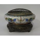 A Chinese Cloisonne Bowl on wooden stand, 20cm