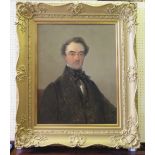 A Victorian Half Length Portrait of a Gentleman, oil on canvas, gilt gesso frame, 72 x 57cm