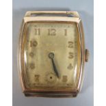 A 9ct Gold Cased Gent's Manual Wind Wristwatch with 15 jewel movement, running (seconds hand