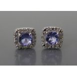 A Pair of 9ct Gold and Tanzanite Earrings