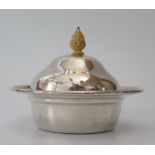 A George V Silver Butter Dish and cover with carved ivory finial, Sheffield 1910, Thomas