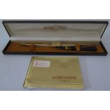 A Longines Ladies Wristwatch with metal Longines bracelet and leather strap, boxed and with