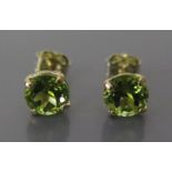 A Pair of 9ct Gold and Peridot Earrings