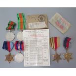 A Collection of British WWII Medals including two Defence Medals, Campaign Medal, 2 x 1939-45