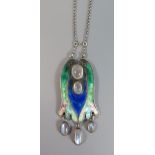 An Arts & Crafts Enamel and Moonstone Pendant Necklace