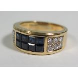 A Cartier Sapphire and Diamond Ring in .750 yellow gold setting (ETD. .6ct, ETS. .8ct), shank