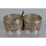 A Pair of Indian White Metal Napkin Rings, marked V75, 53g