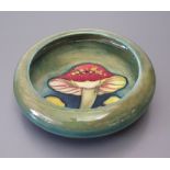 A Moorcroft Claremont Dish decorated with mushrooms, 11.5cm